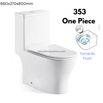 353 One Piece Toilet Bowl / Tornado Flush (include Installation)